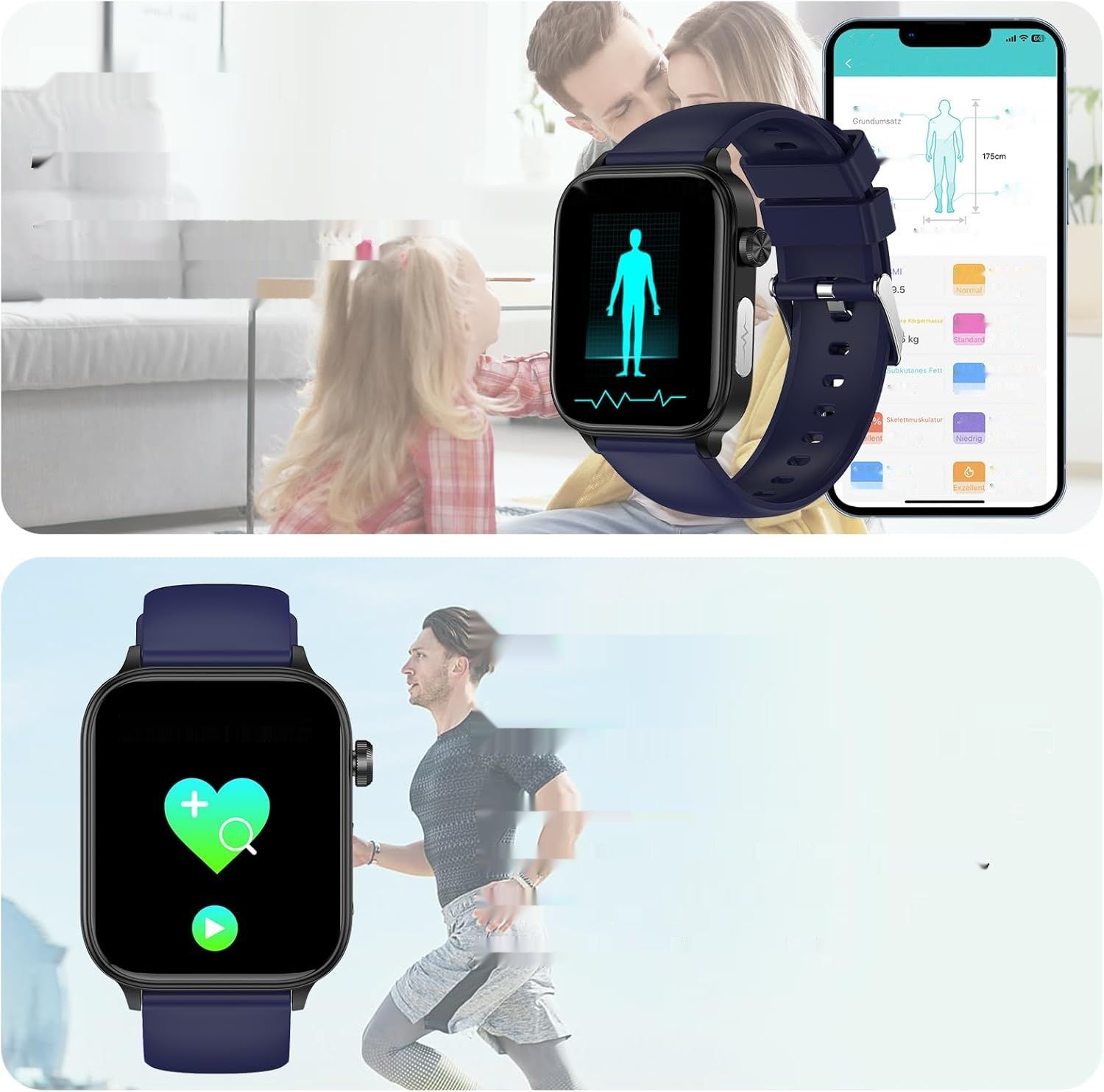 Inteligentny Zegarek ECG 2024, 1.96&quot; Smartwatch, IP68 Android iOS