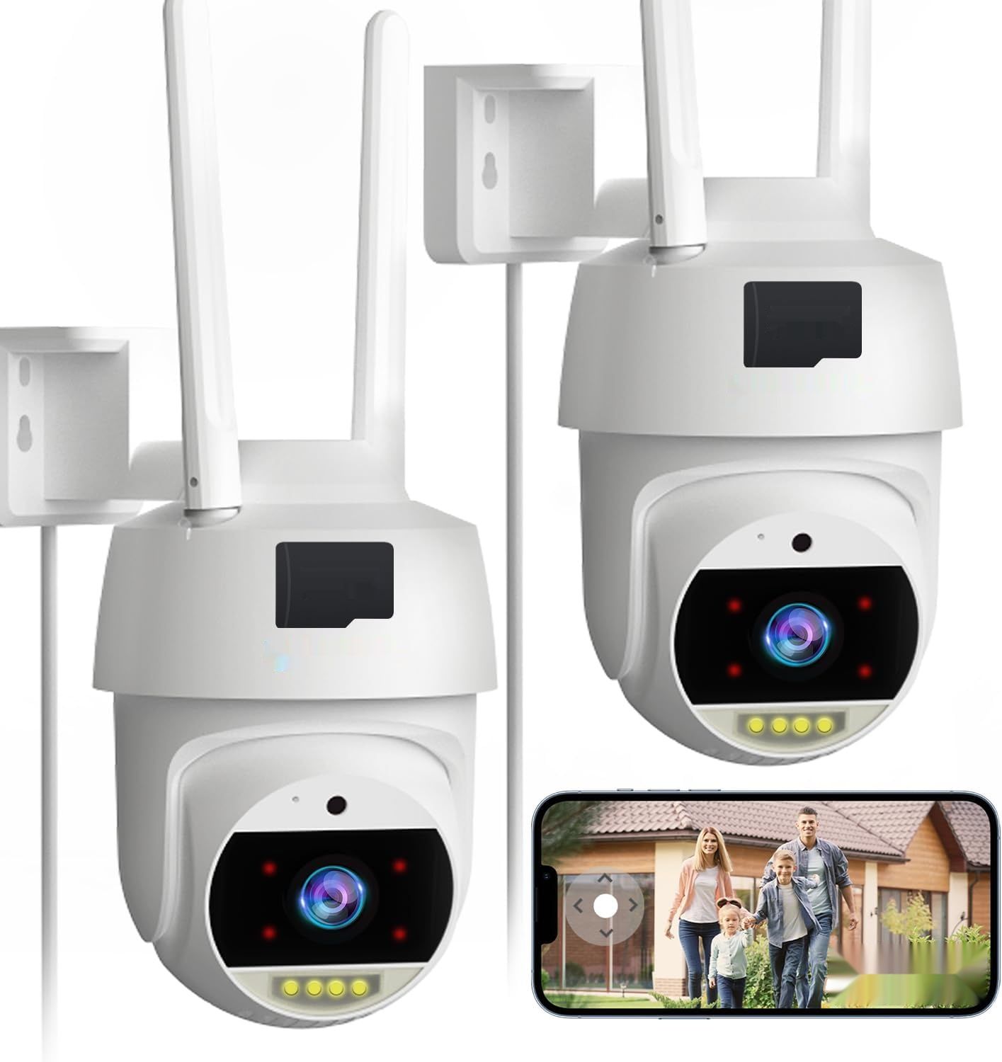 UCOCARE 4MP Kamera Nadzoru WiFi na Zewnątrz z Kartą 32G (2 Sztuki)