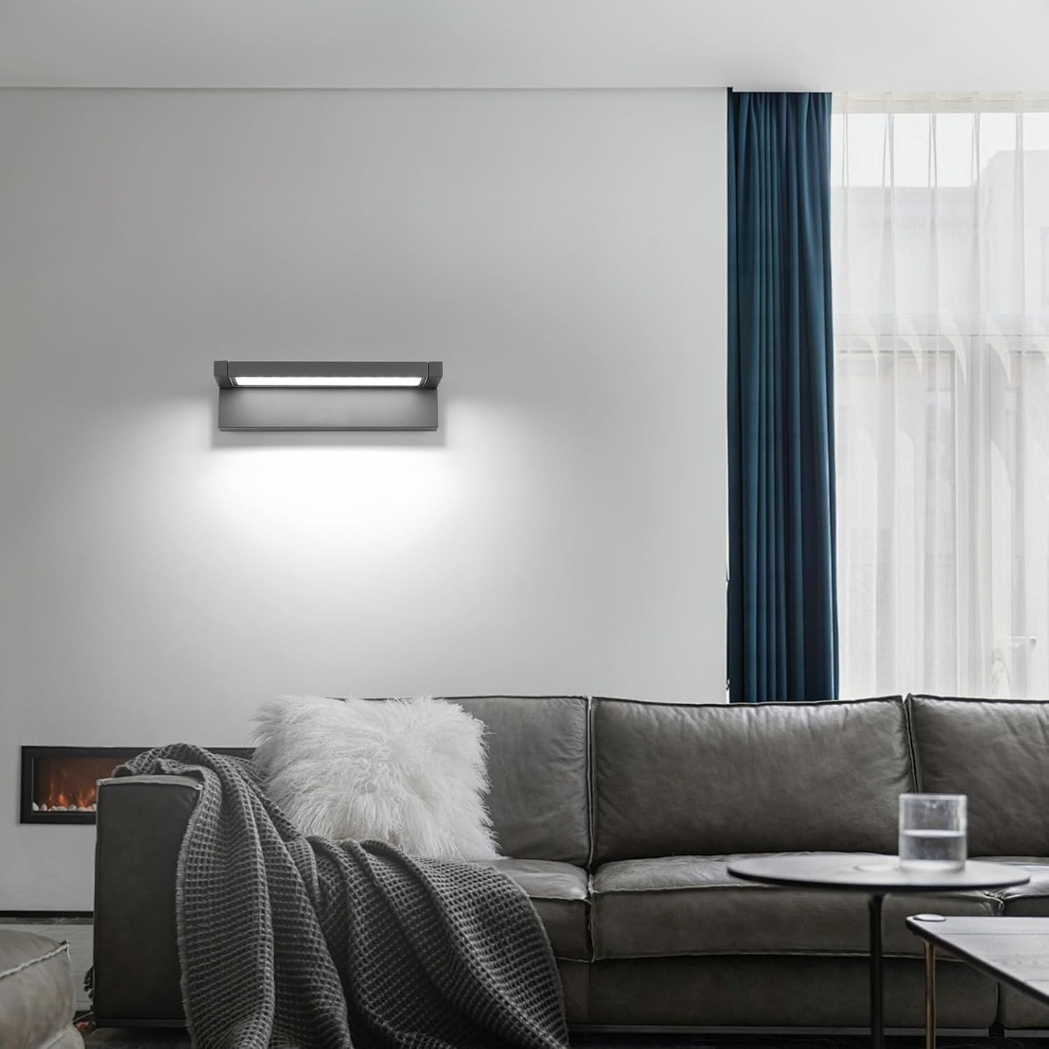 LED Aplikacja Ścienna 36W, Kinkiet IP65 6500K Zimna Biała, Ciemnoszary