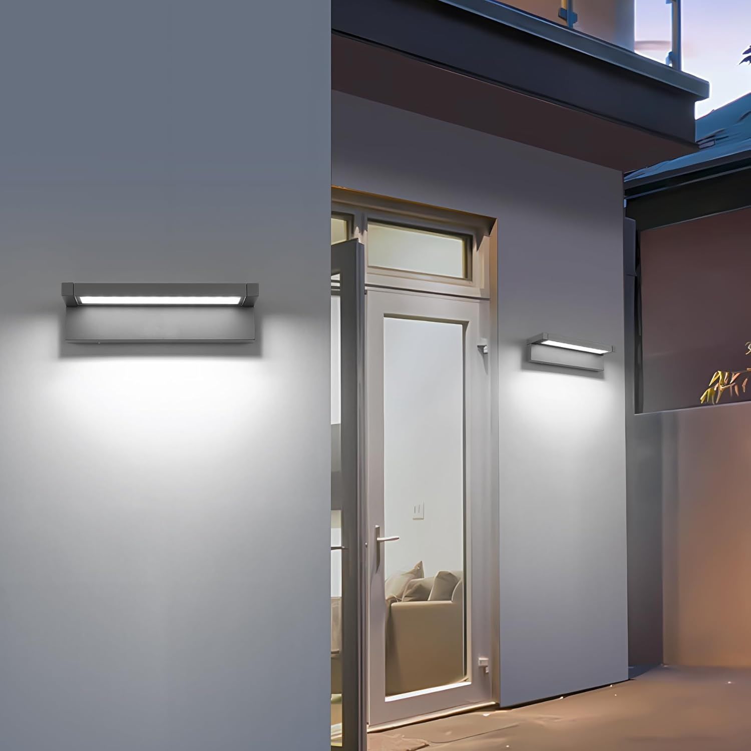 LED Aplikacja Ścienna 36W, Kinkiet IP65 6500K Zimna Biała, Ciemnoszary