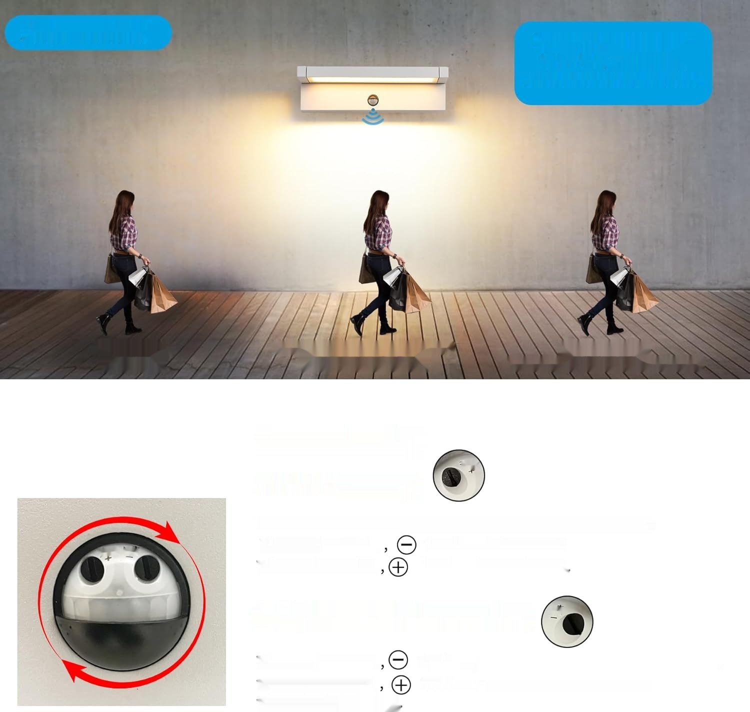 KUKAK LED Ścienna Lampa Zewnętrzna z Czujnikiem, 36 W, IP65, 3000 K