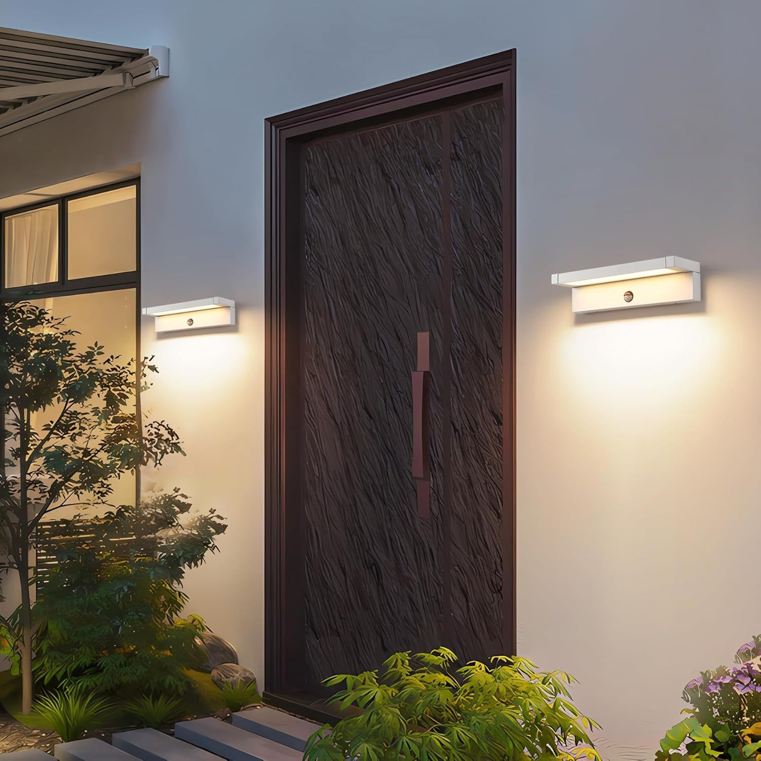 KUKAK LED Ścienna Lampa Zewnętrzna z Czujnikiem, 36 W, IP65, 3000 K