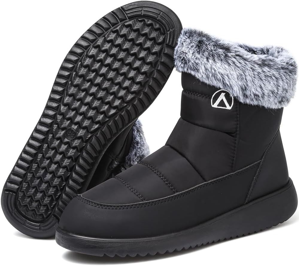 VTASQ Damskie buty zimowe, wodoodporne, ciepłe botki śniegowe.