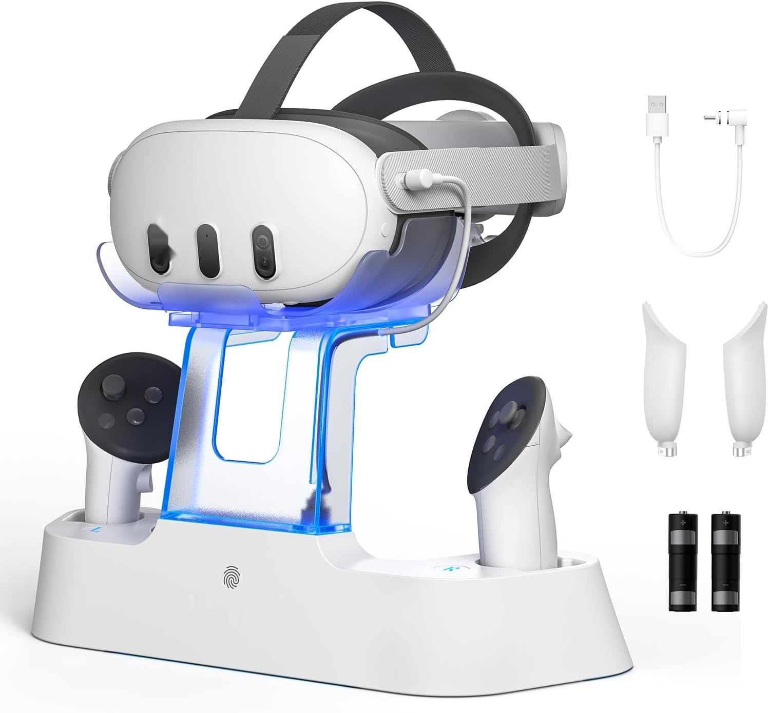 NexiGo Ulepszona stacja ładująca z LED do Oculus Quest 3, biała