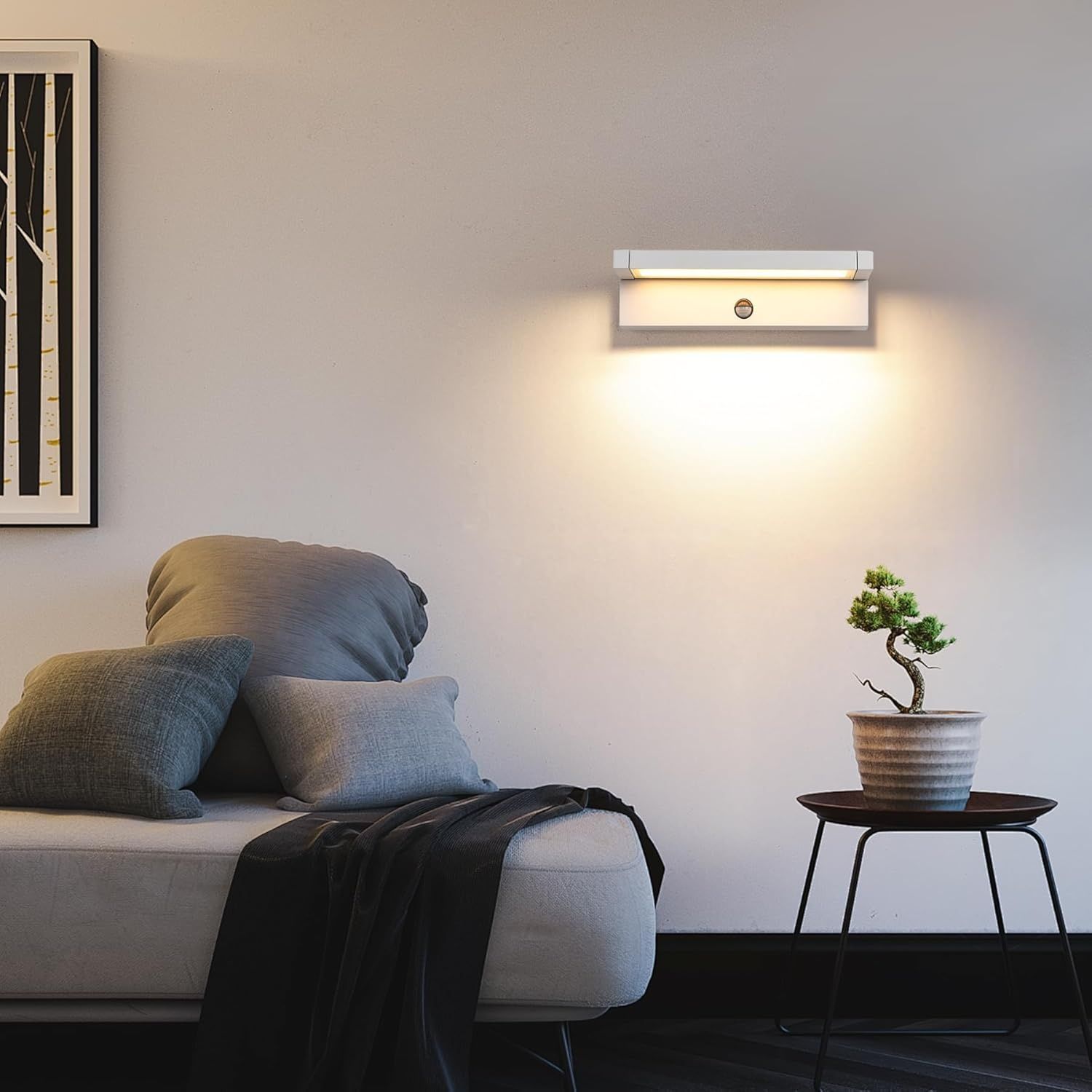 KUKAK LED Ścienna Lampa Zewnętrzna z Czujnikiem, 36 W, IP65, 3000 K