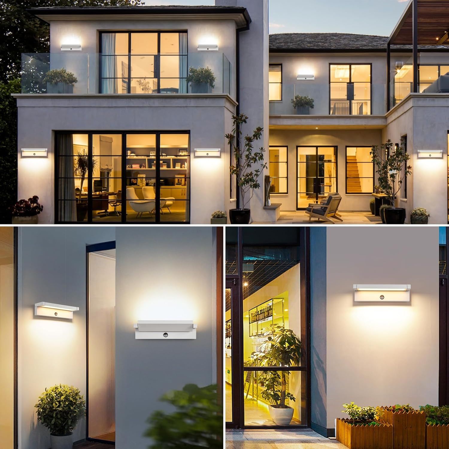 KUKAK LED Ścienna Lampa Zewnętrzna z Czujnikiem, 36 W, IP65, 3000 K