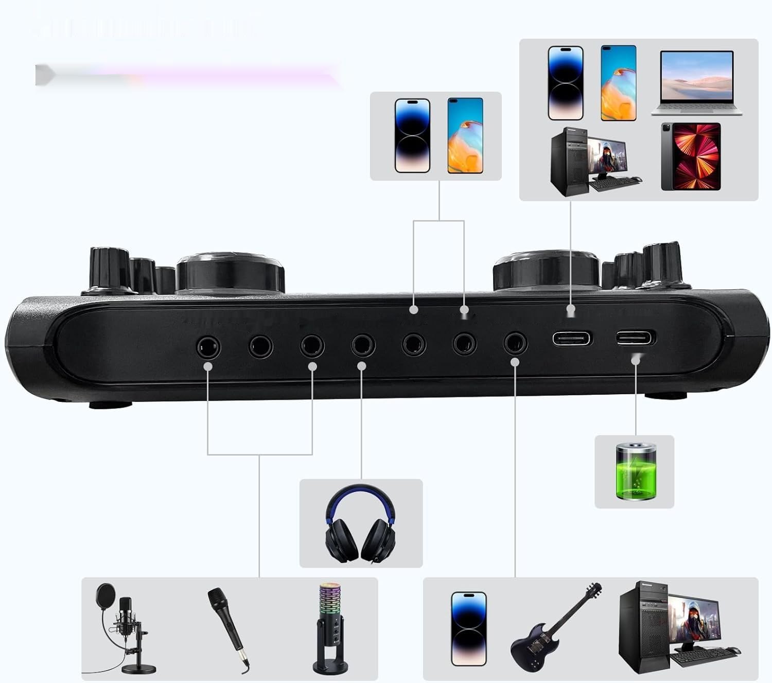 Zestaw do podcastowy Rubehoow: interfejs audio, mikser DJ, mikrofon BM-800.