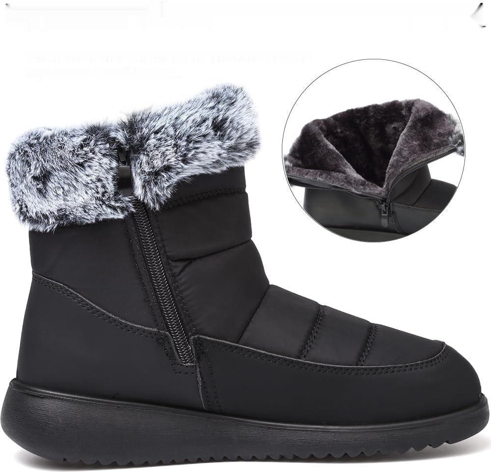 VTASQ Damskie buty zimowe, wodoodporne, ciepłe botki śniegowe.