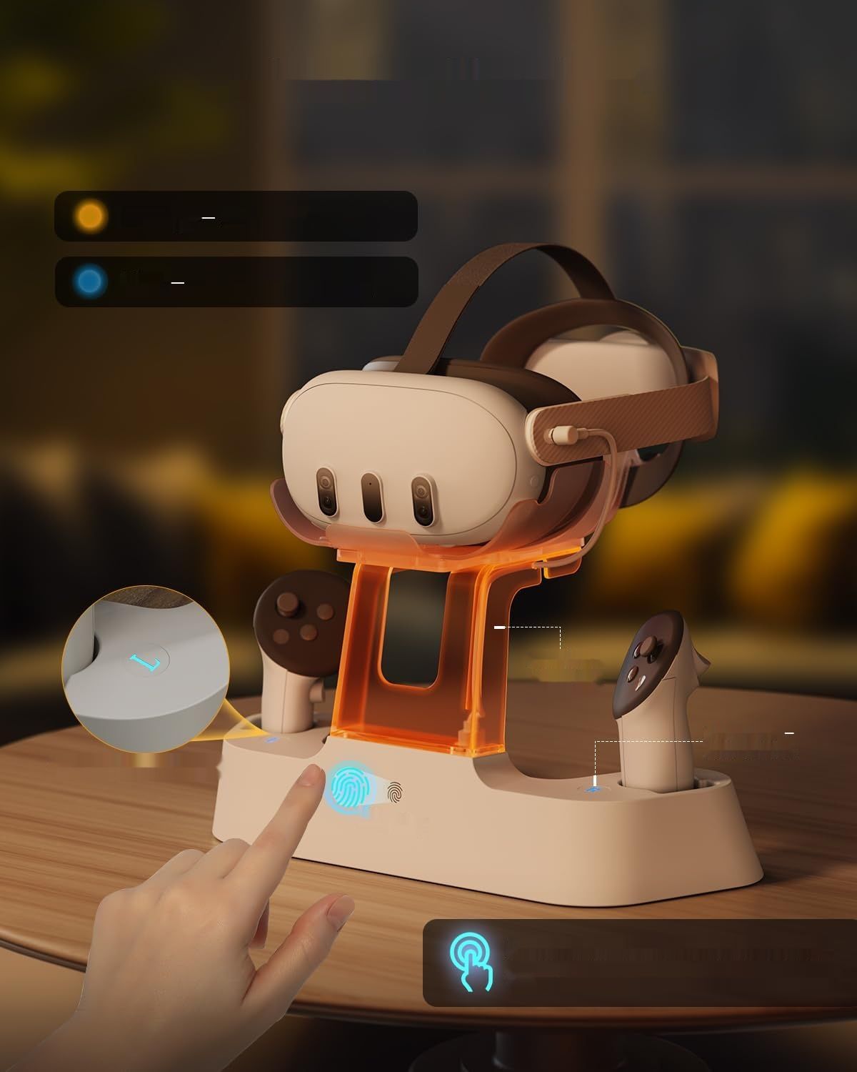 NexiGo Ulepszona stacja ładująca z LED do Oculus Quest 3, biała