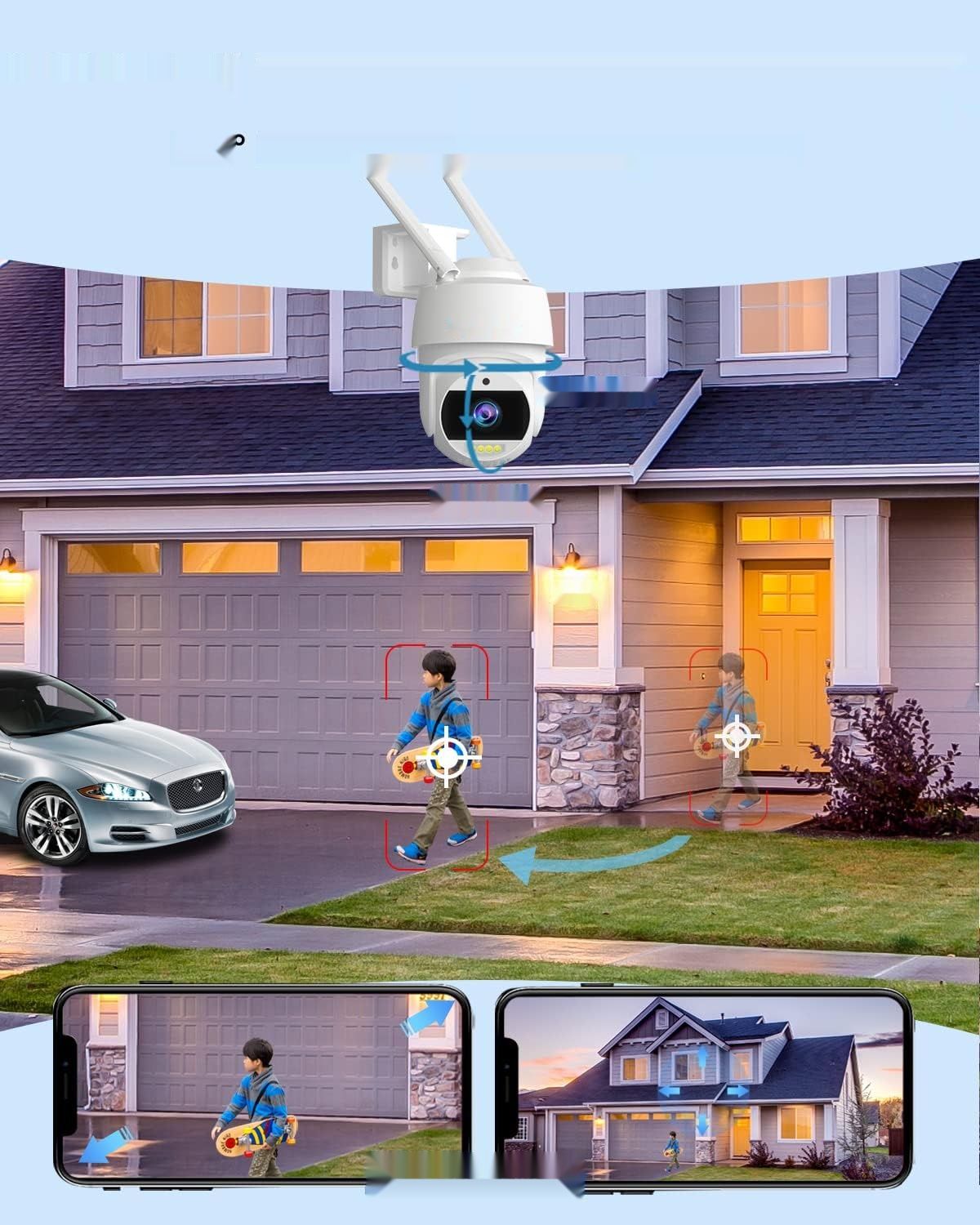 UCOCARE 360° Kamera IP 2K 4MP, śledzenie, wykrywanie ludzi, IP67, nocne widzenie