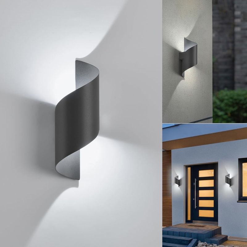 LED Kinkiet, 10W 6000K Zimna, Wodoodporne IP65, Metalowy Spiralny