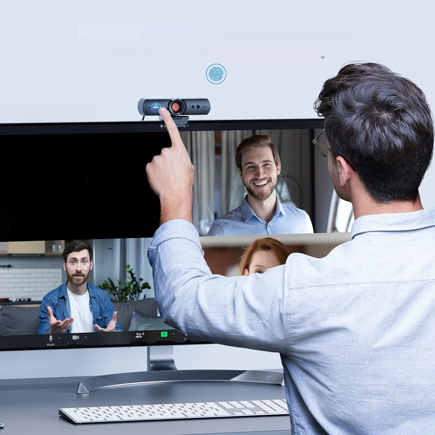 NexiGo HelloCam, kamera 1080p z Windows Hello i mikrofonem, prywatność.