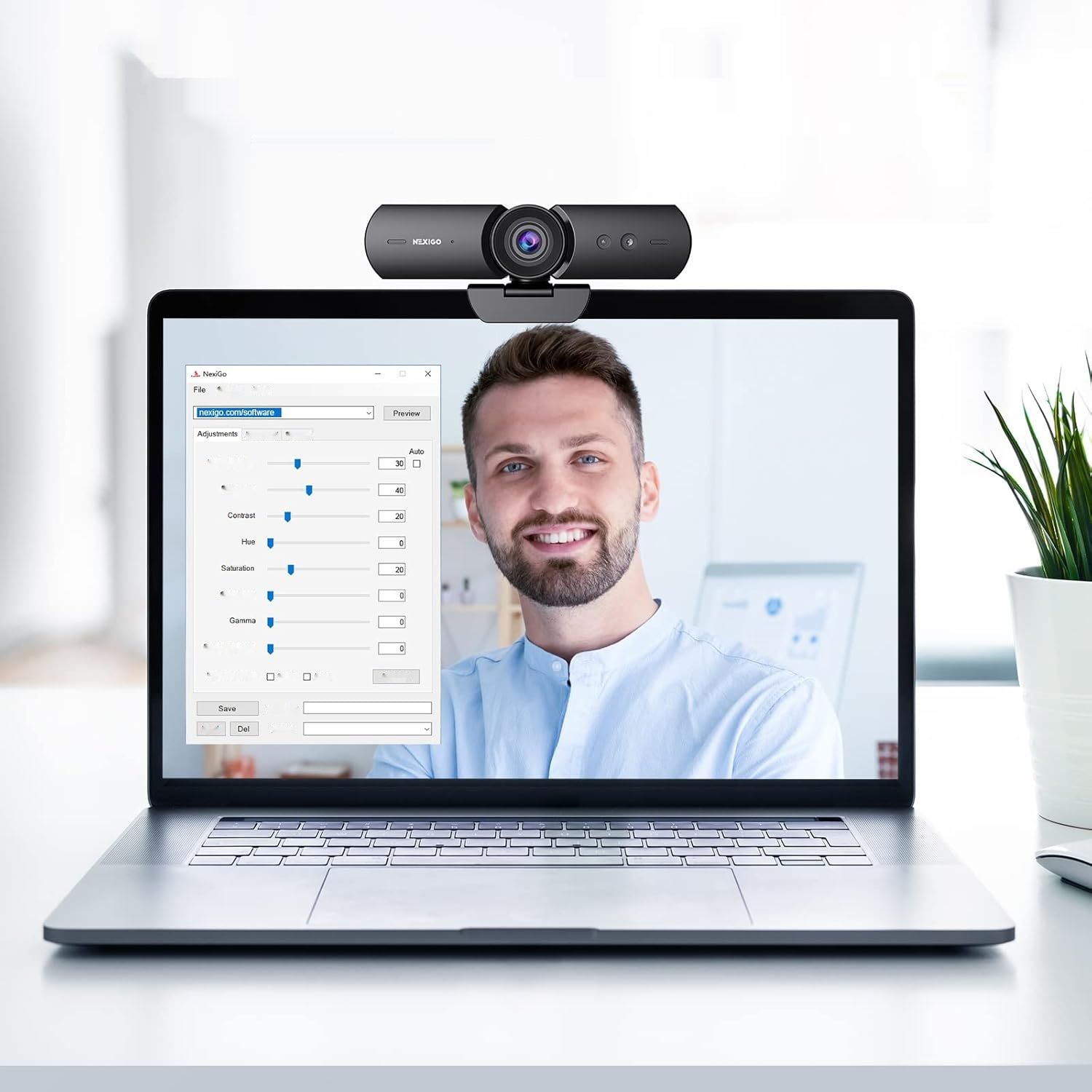 NexiGo HelloCam, kamera 1080p z Windows Hello i mikrofonem, prywatność.