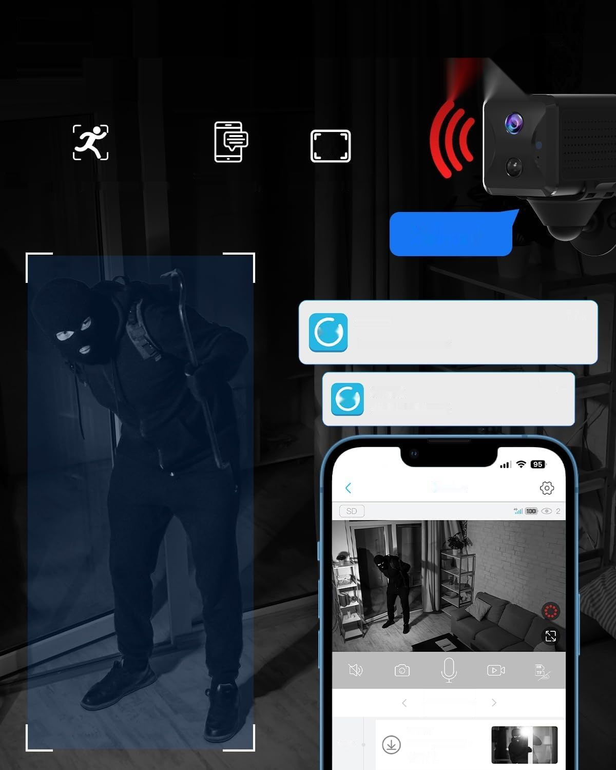 UCOCARE 4G LTE Mini Kamera do monitoringu GSM NA KARTĘ SIM 4G LTE, 1080P HD, 5200mAh