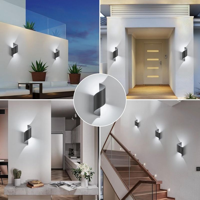 LED Kinkiet, 10W 6000K Zimna, Wodoodporne IP65, Metalowy Spiralny