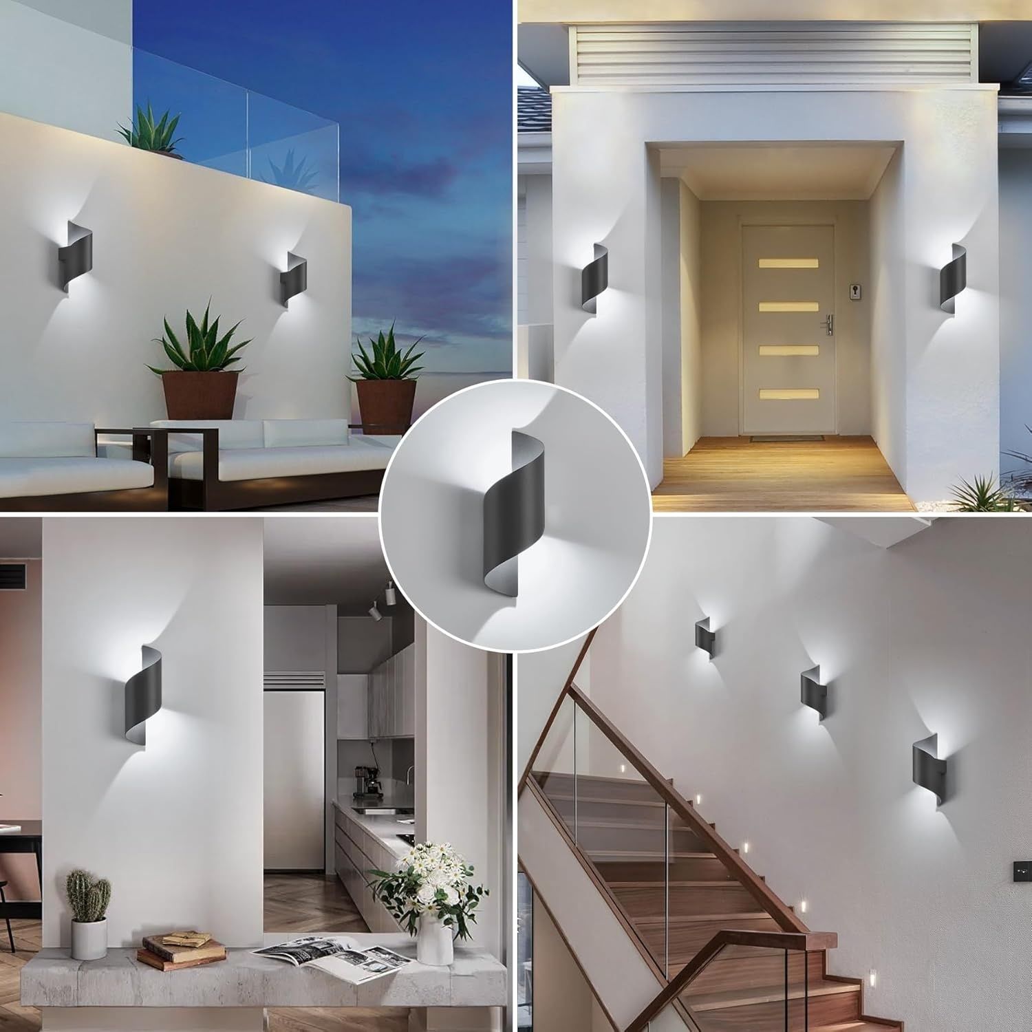 LED Kinkiet, 10W 6000K Zimna, Wodoodporne IP65, Metalowy Spiralny