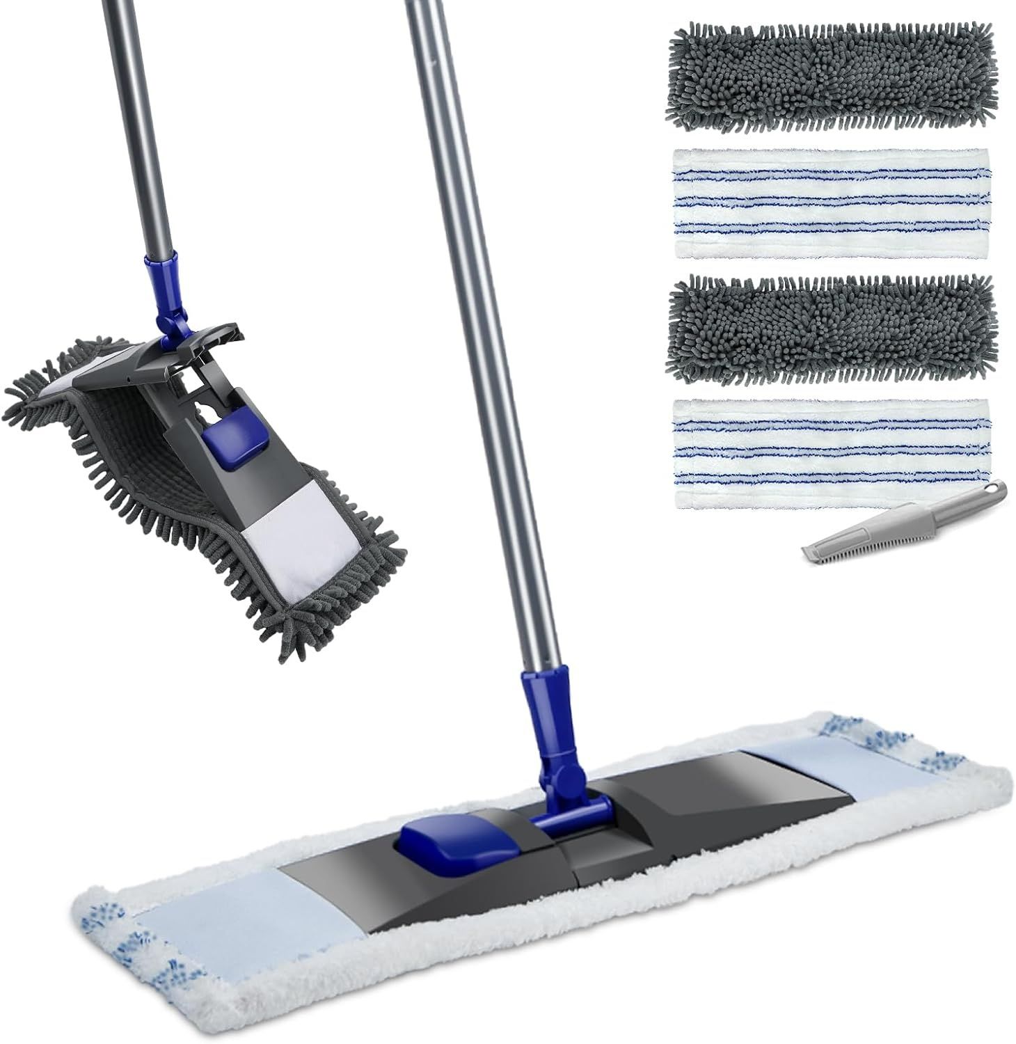MASTERTOP Obrotowy Mop Płaski z Mikrofibry 360° z 4 Padami