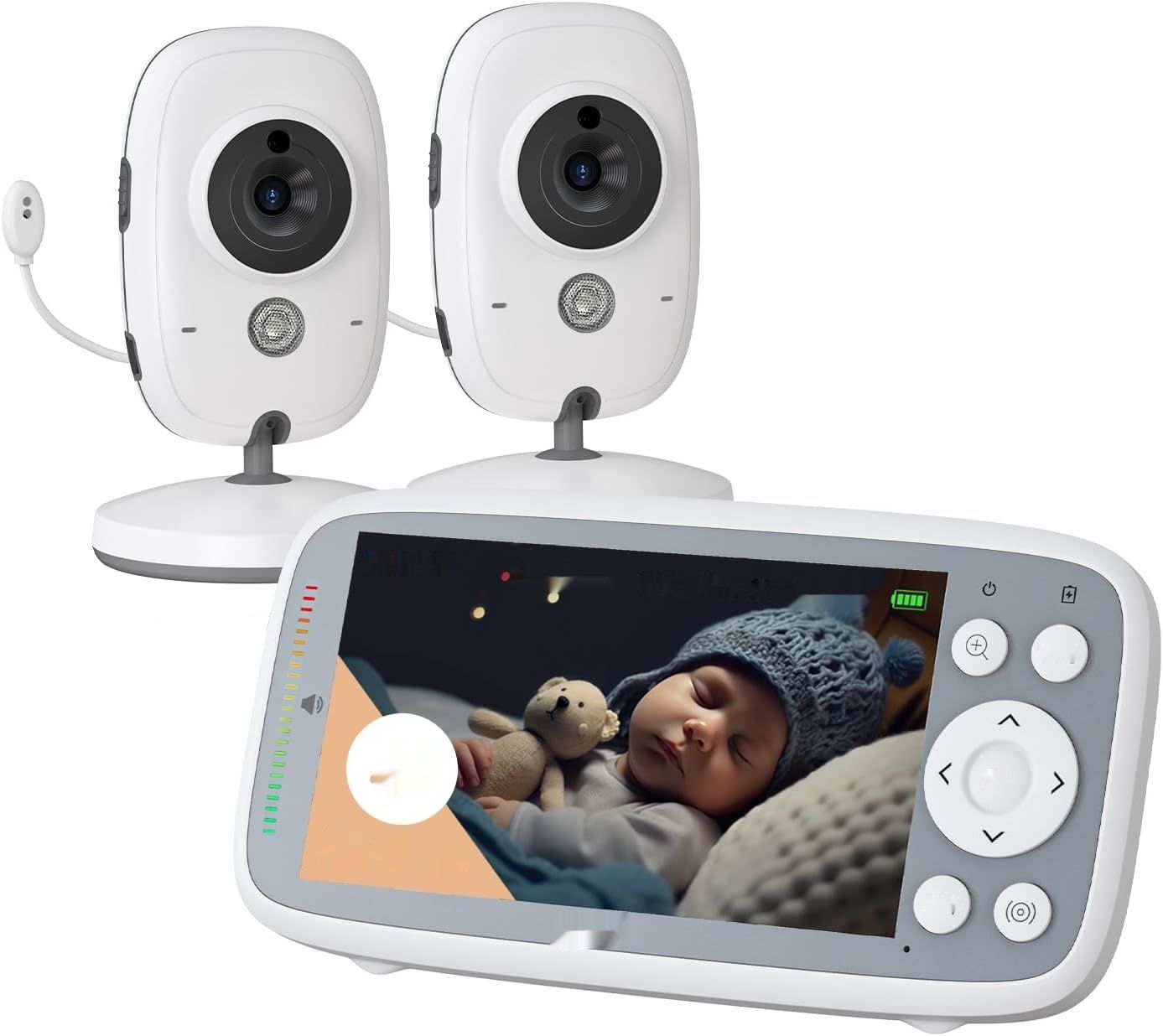 BOIFUN Niania z 2 Kamerami 720P IPS, Zoom 3X, Noktowizor, Bez WiFi
