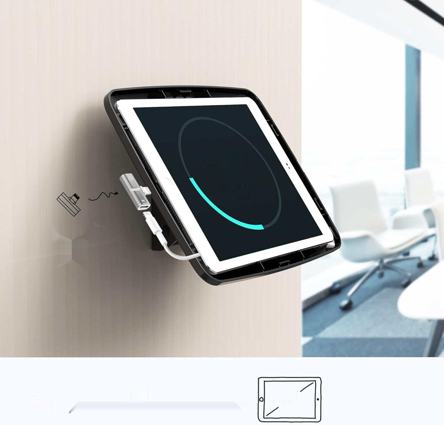 Beelta Tablet Uchwyt ścienny do iPada 7/8/9-gen, Antykradzieżowy, Czarny