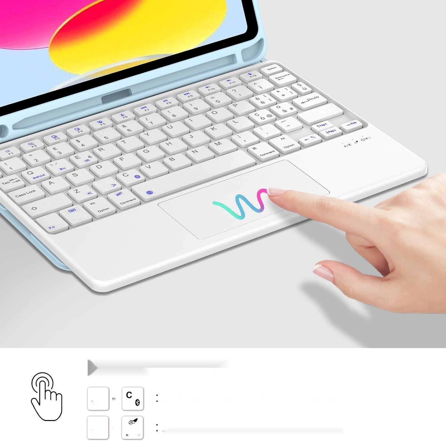 JADEMALL Klawiatura z Touchpadem iPad A16 11&quot; Niebieski