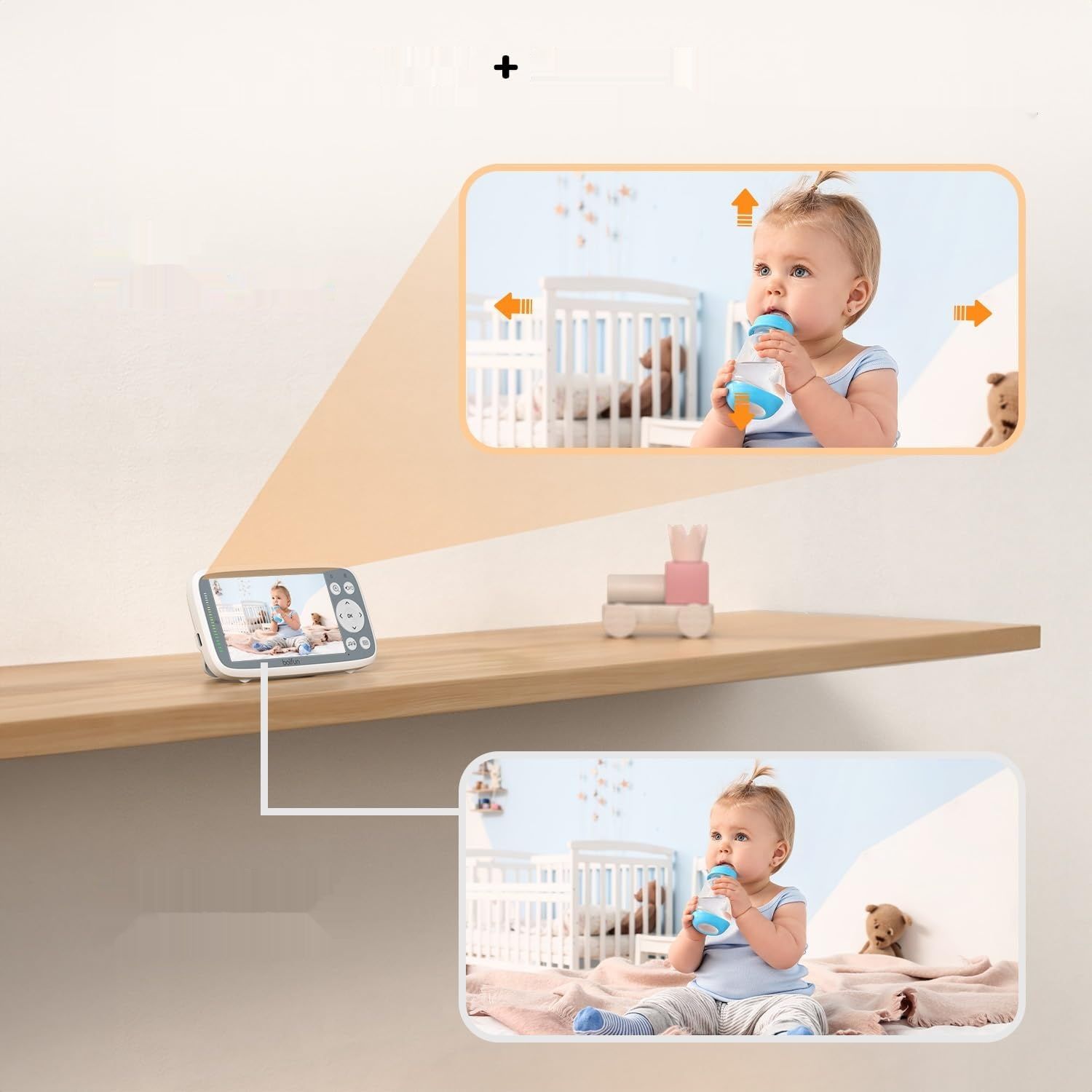 BOIFUN Niania z 2 Kamerami 720P IPS, Zoom 3X, Noktowizor, Bez WiFi