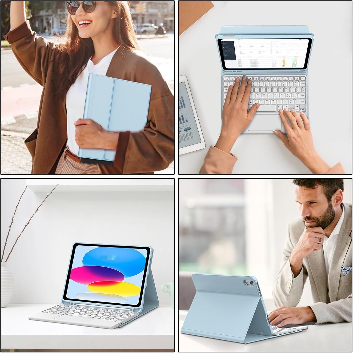 JADEMALL Klawiatura z Touchpadem iPad A16 11&quot; Niebieski