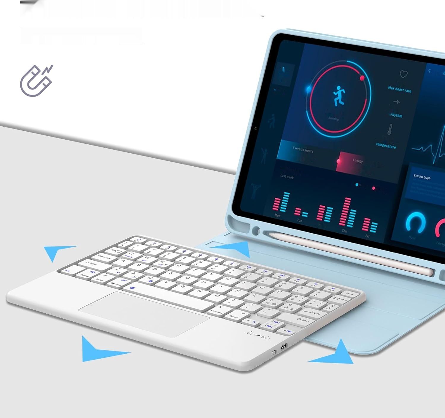 JADEMALL Klawiatura z Touchpadem iPad A16 11&quot; Niebieski