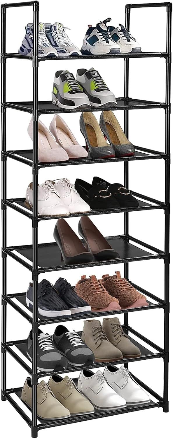 esonstyle Szafka na buty z 8 półkami, metalowy regał na 16 par butów