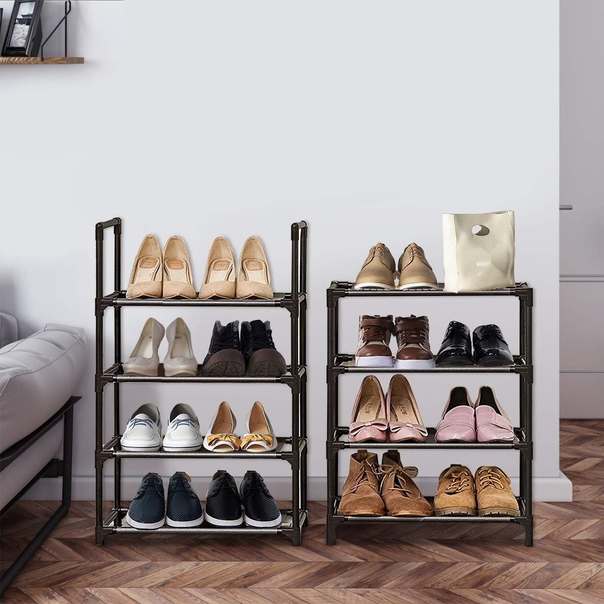 esonstyle Szafka na buty z 8 półkami, metalowy regał na 16 par butów