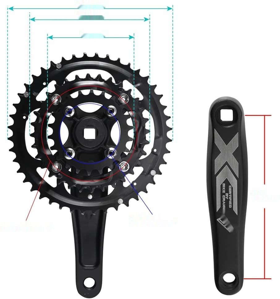 CYSKY Korba Potrójna 170mm 104/64 BCD Zestaw do Roweru Szosowego MTB BMX
