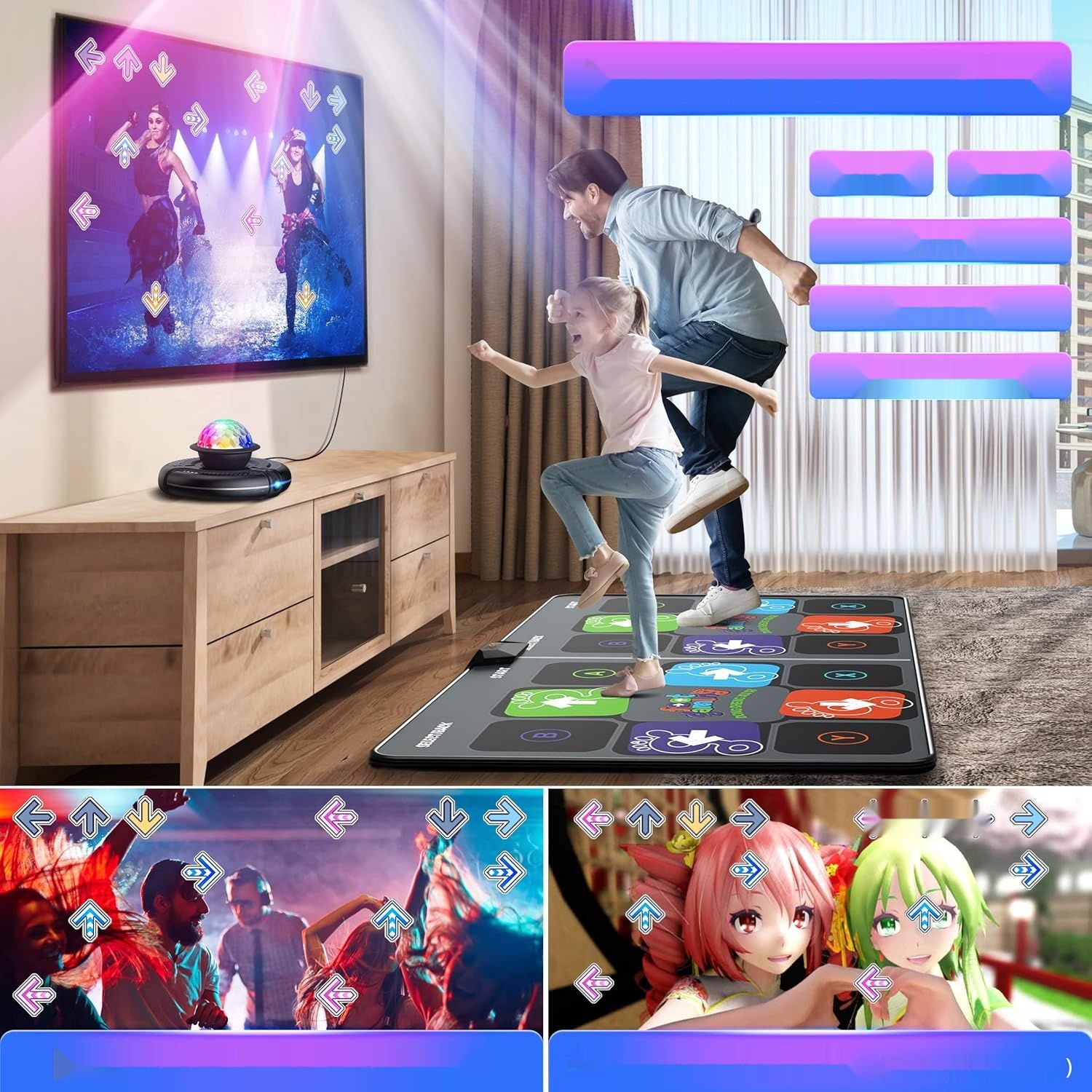 FWFX Elektroniczna Mata Taneczna do TV - Podwójna, Bezprzewodowa, z Kamerą HD