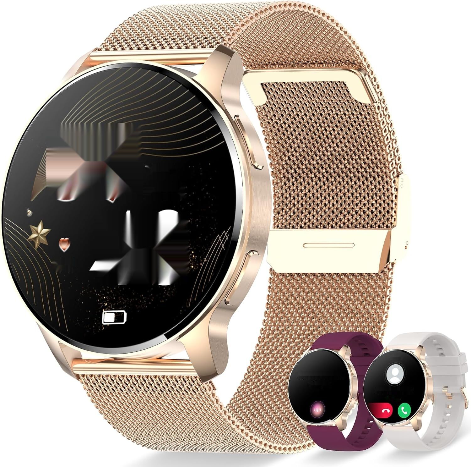 Damski Smartwatch: Połączenia Bluetooth i Asystent AI, Wodoodporny.