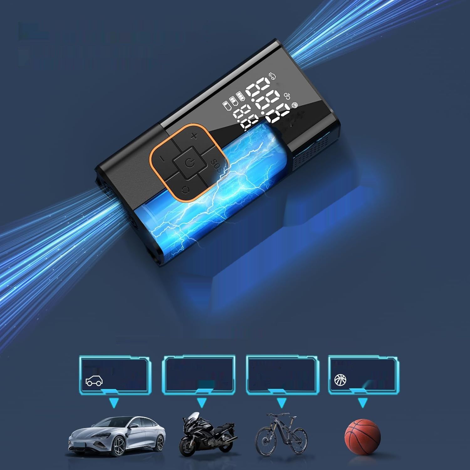 Feolaviy - Mini elektryczna pompka powietrza, 6000 mAh, 150 PSI