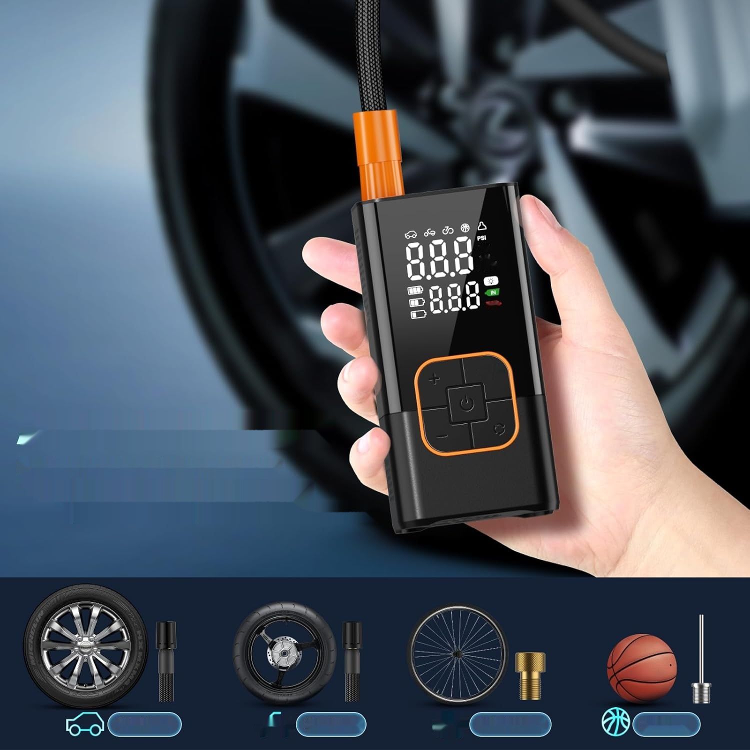 Feolaviy - Mini elektryczna pompka powietrza, 6000 mAh, 150 PSI
