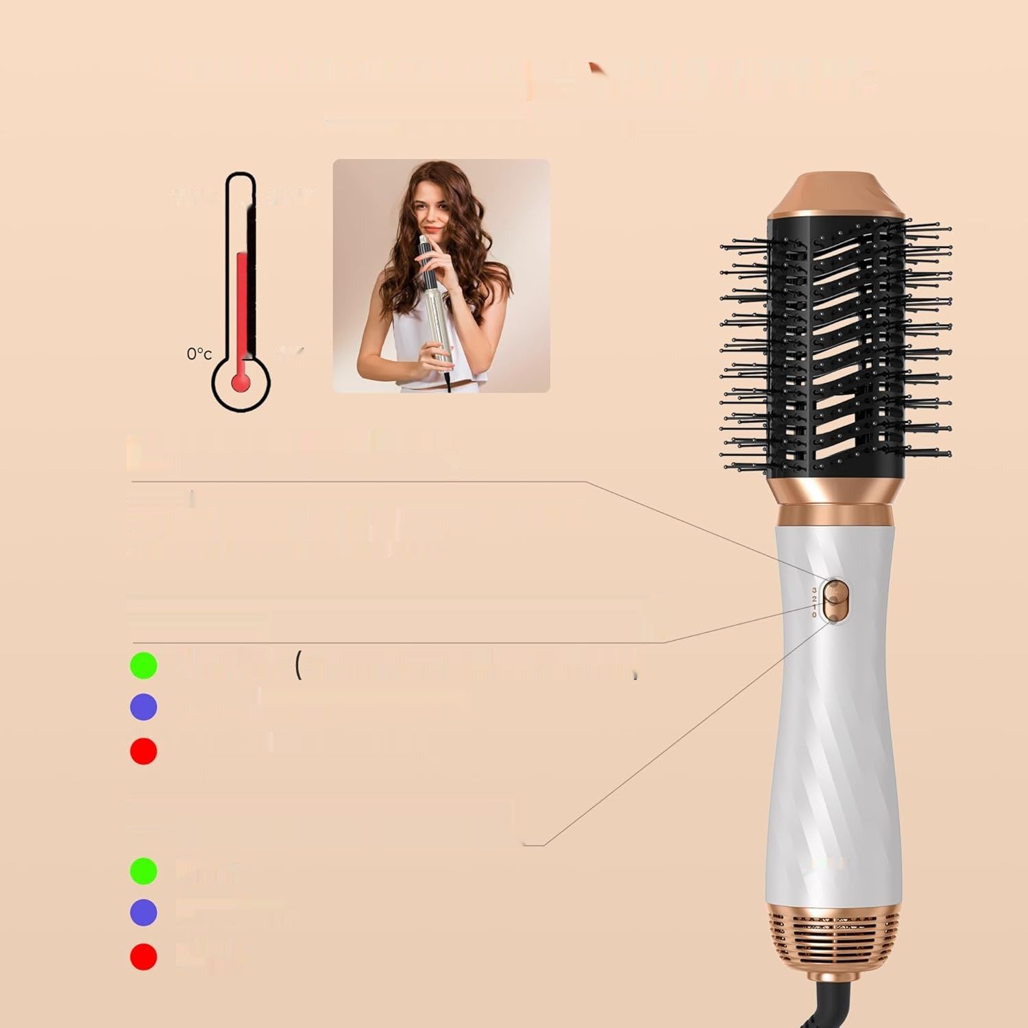 UKLISS Styler 1000W 6w1: Gorąca Szczotka, Jonowa Pielęgnacja