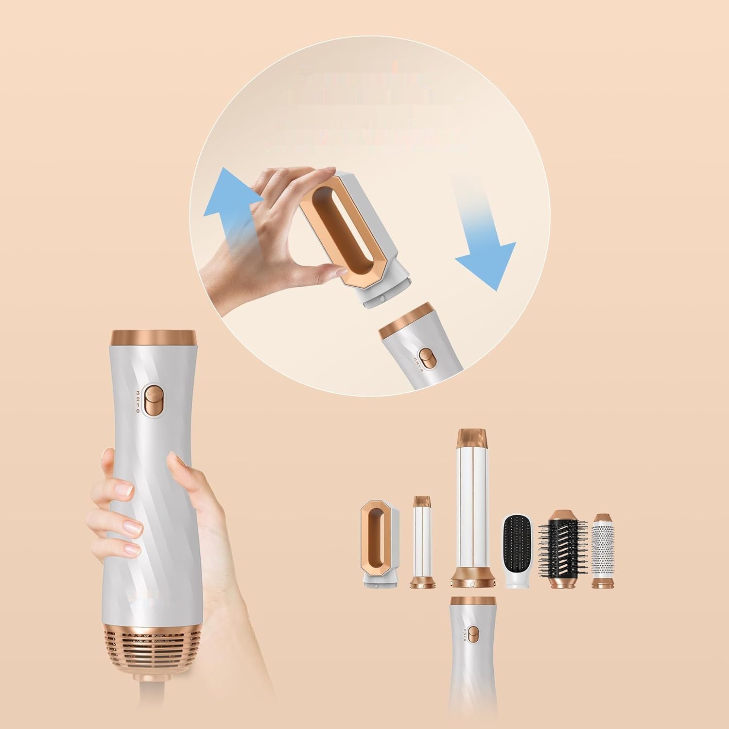 Hot Air Styler UKLISS 6-w-1, Gorący Szczotka Suszarka, Negatywny Jonowy