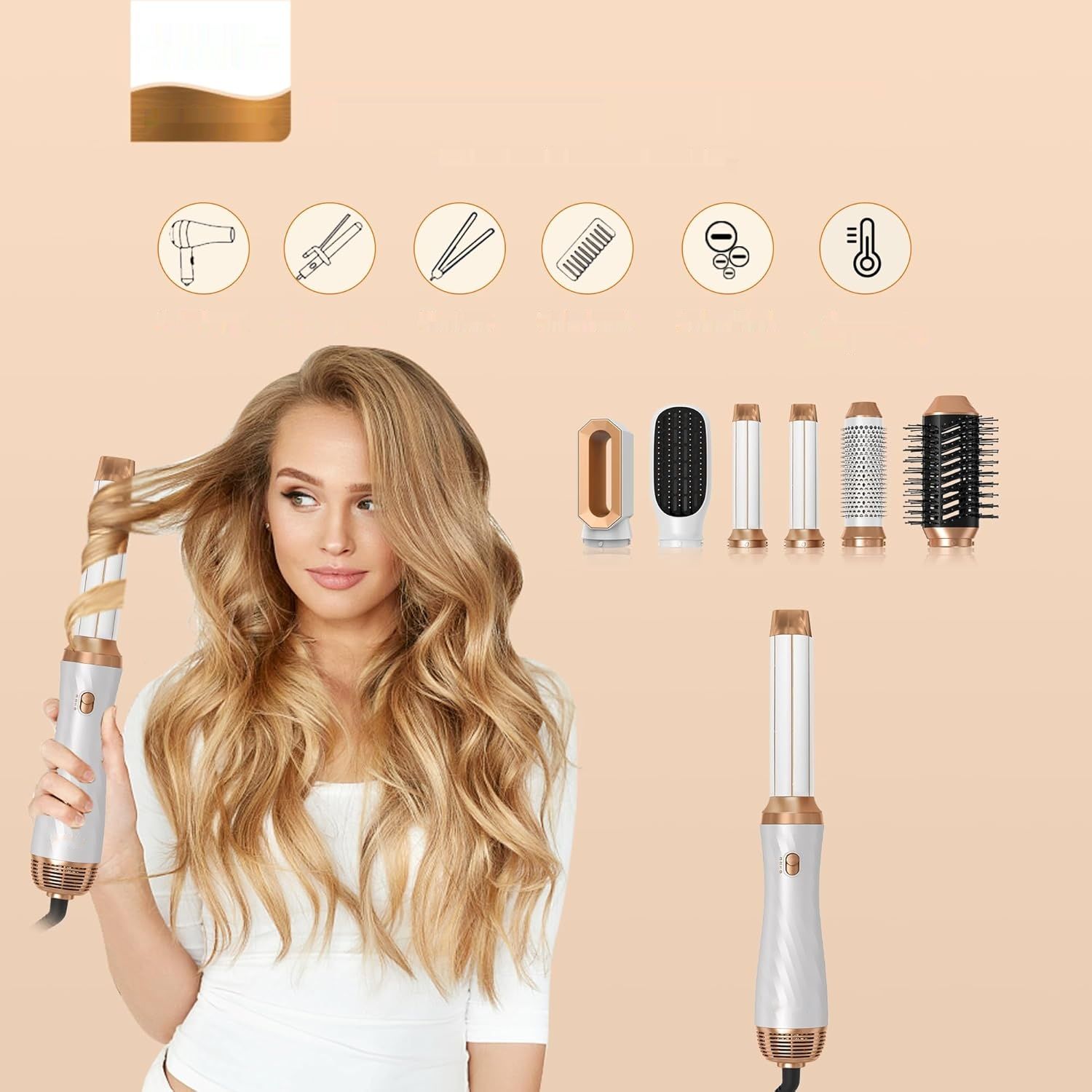 UKLISS Styler 1000W 6w1: Gorąca Szczotka, Jonowa Pielęgnacja