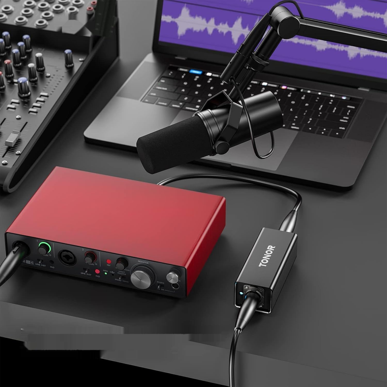 Przedwzmacniacz mikrofonowy TONOR TA20, XLR do mikrofonu dynamicznego Shure SM7B