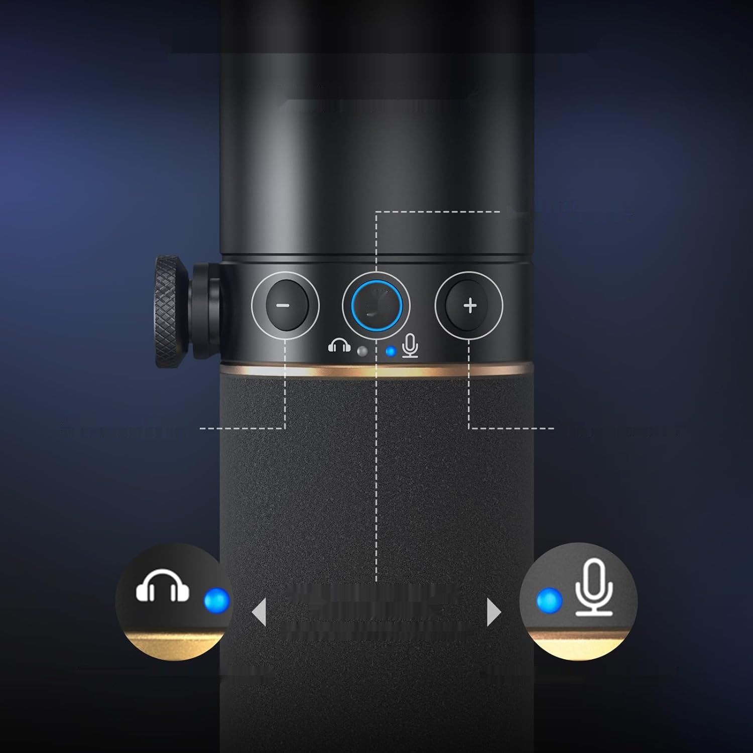 Mikrofon TONOR USB/XLR TD520 z stojakiem, wejście słuchawkowe 3,5 mm.