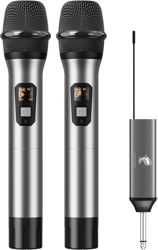 TONOR Mikrofon UHF, Podwójny System Dynamiczny (TW630), Srebrny