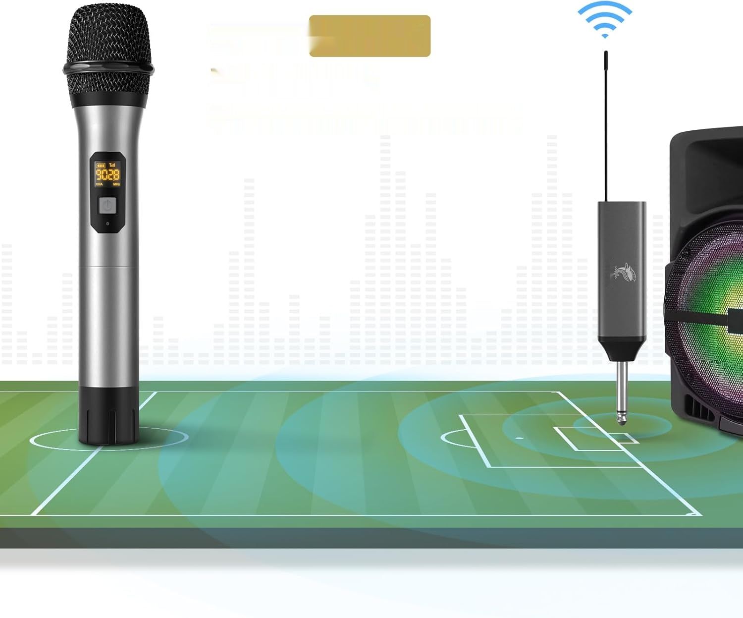 TONOR Mikrofon UHF, Podwójny System Dynamiczny (TW630), Srebrny