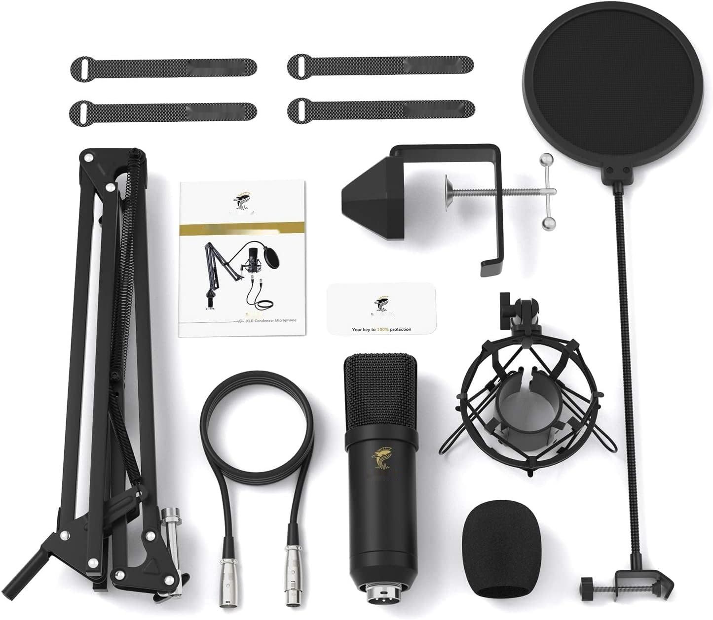 Mikrofon TONOR Kidney XLR z ramieniem T20, pająkiem, filtrem pop (TC20)