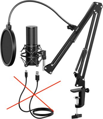 TONOR Podcast Kondensator USB. Kardioidalny z ramieniem i osłoną pop.
