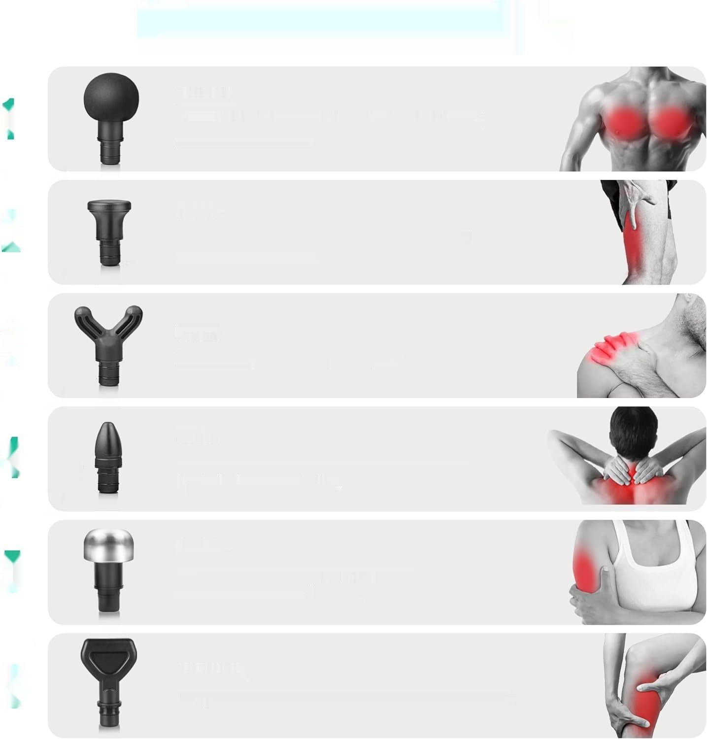 Medcursor pistolet do masażu, 6 głowic, łagodzi ból, szary.