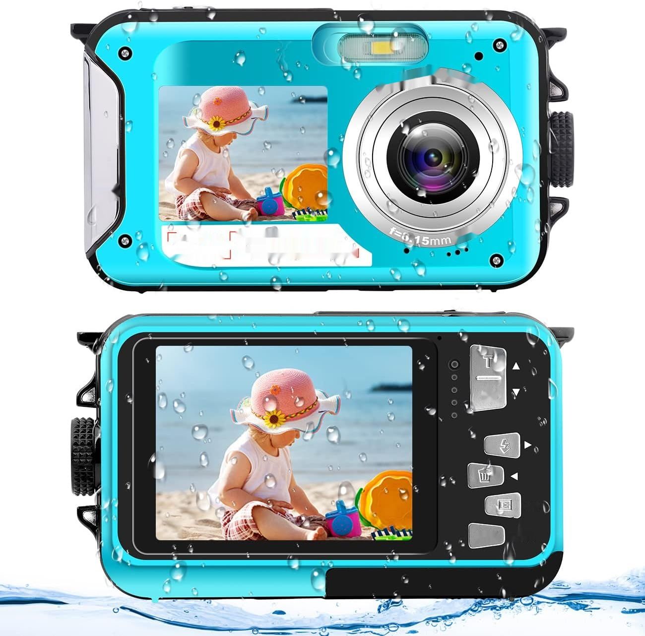 YISENCE Podwodna Kamera FHD 2.7K 48MP z Podwójnym Wyświetlaczem LCD do Nurkowania.