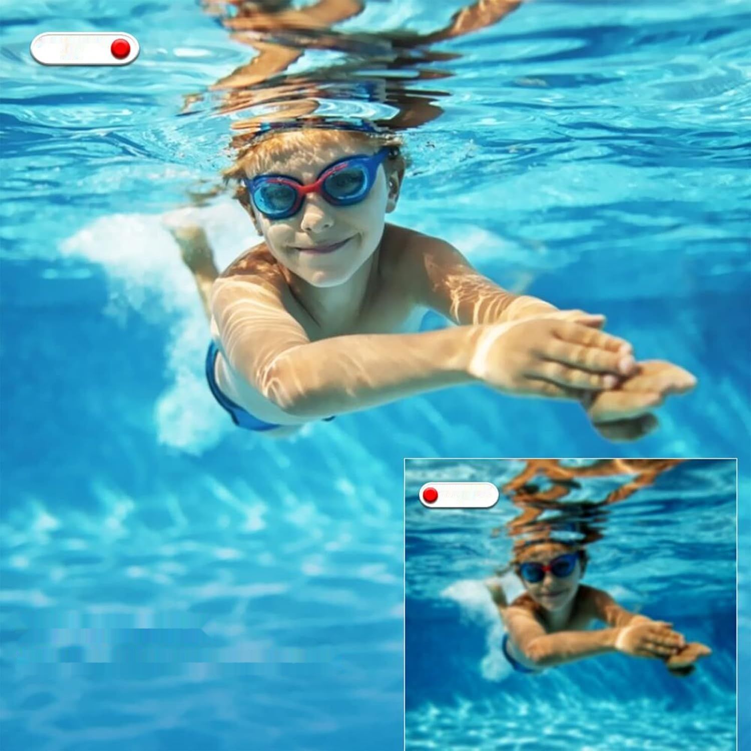 YISENCE Podwodna Kamera FHD 2.7K 48MP z Podwójnym Wyświetlaczem LCD do Nurkowania.