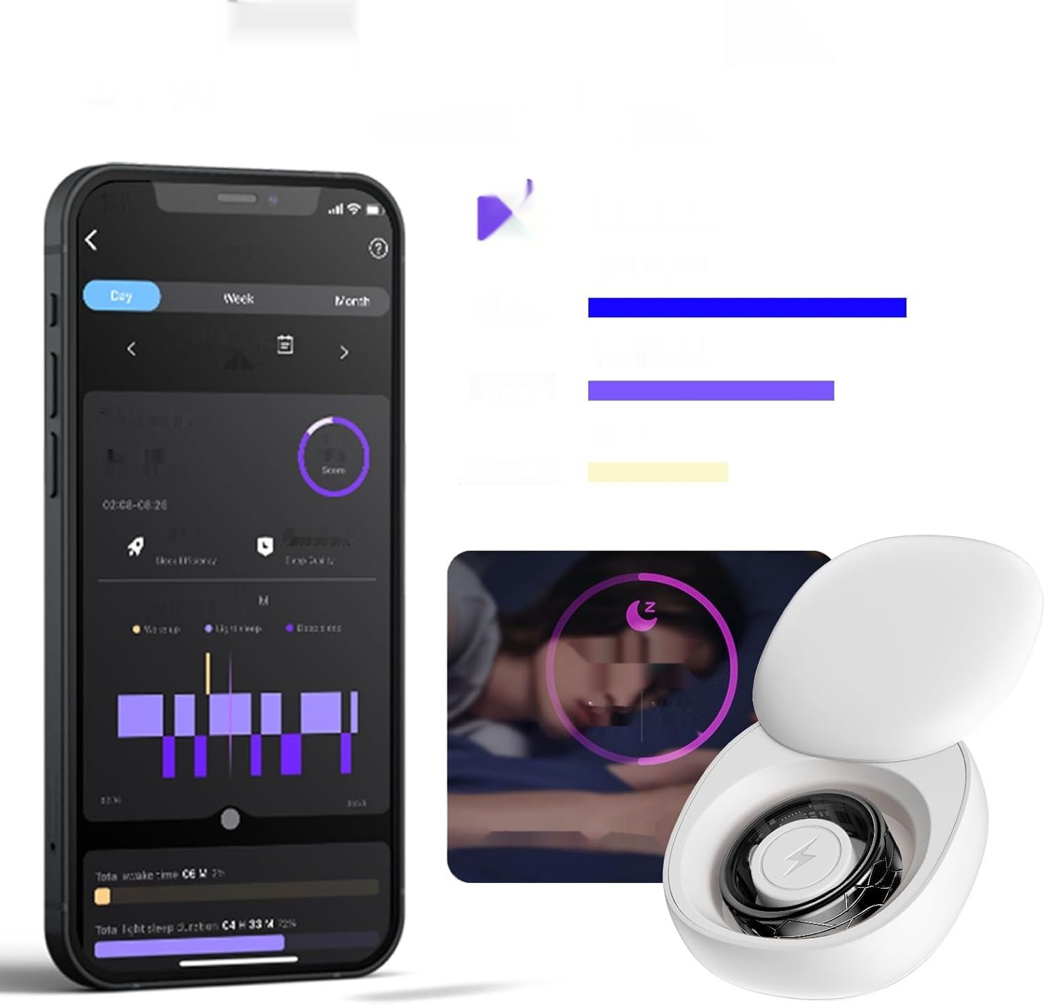 Smart Ring findtime: złoty pierścień, tracker fitness, monitor zdrowia, silver + middle gold #10