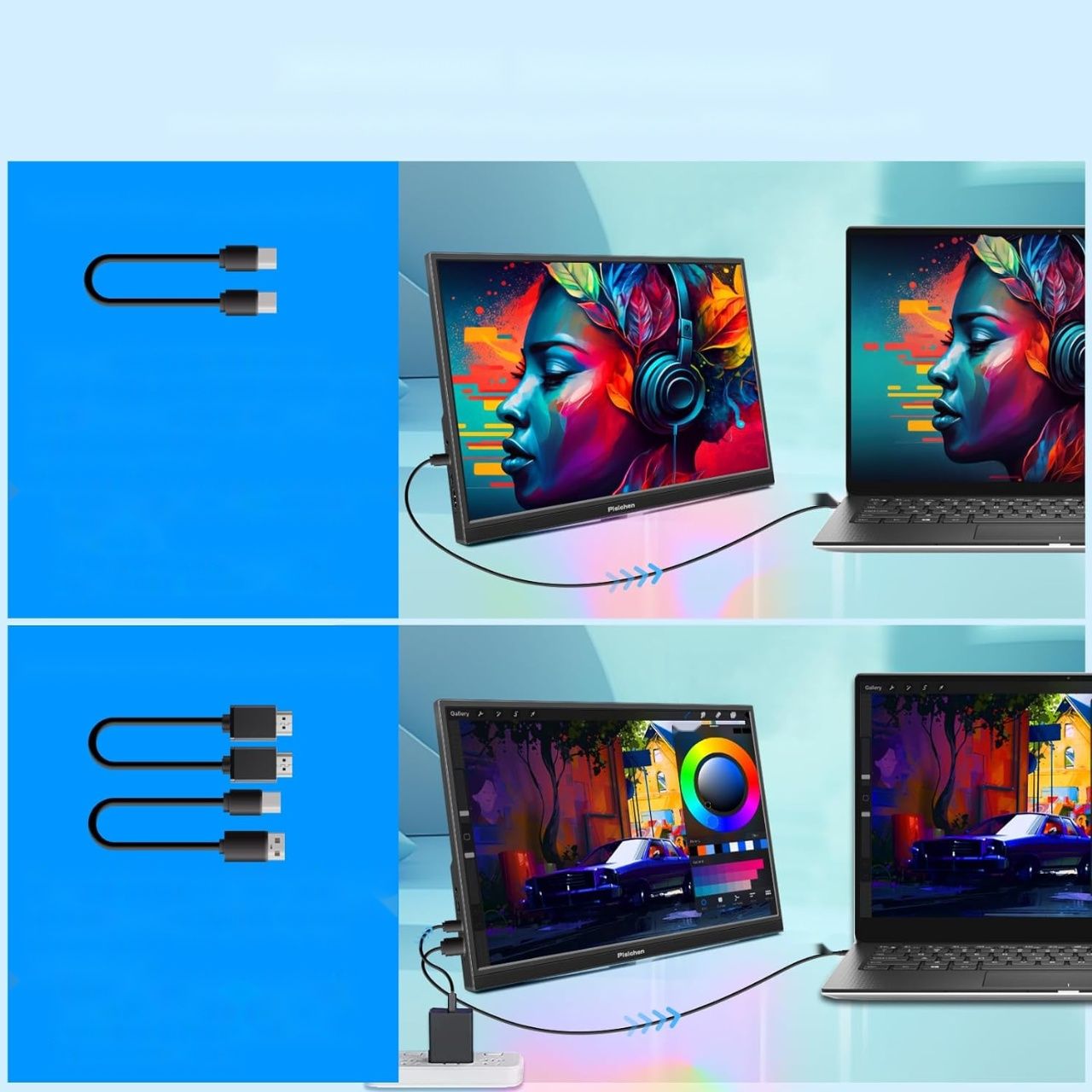 Pisichen 16&quot; Monitor Dotykowy 1920x1200P, USB-C, HDMI, HDR, IPS, 300 cd/m².