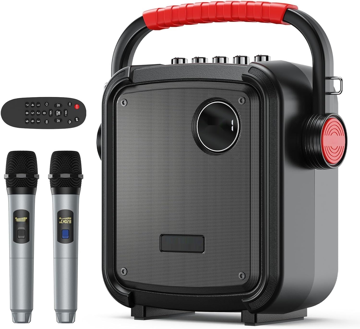 Bluetooth głośnik przenośny TONOR Karaoke PartyBox z 2 mikrofonami bezprzewodowymi.