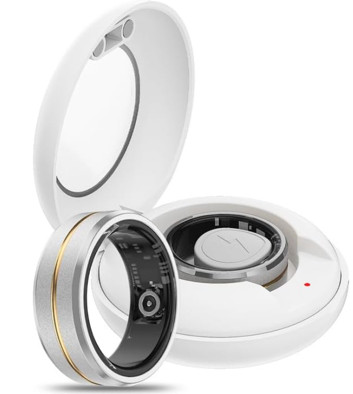 Smart Ring findtime: złoty pierścień, tracker fitness, monitor zdrowia, silver + middle gold #10